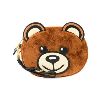 MOSCHINO PU Polyurethane Clutch Coin Purse Medium Size Women's Brown