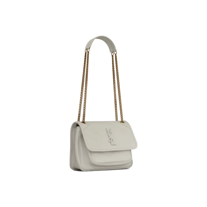 SAINT LAURENT Lambskin Hobo Bag One Shoulder Handbag Crossbody Bag Mini Women's White-1