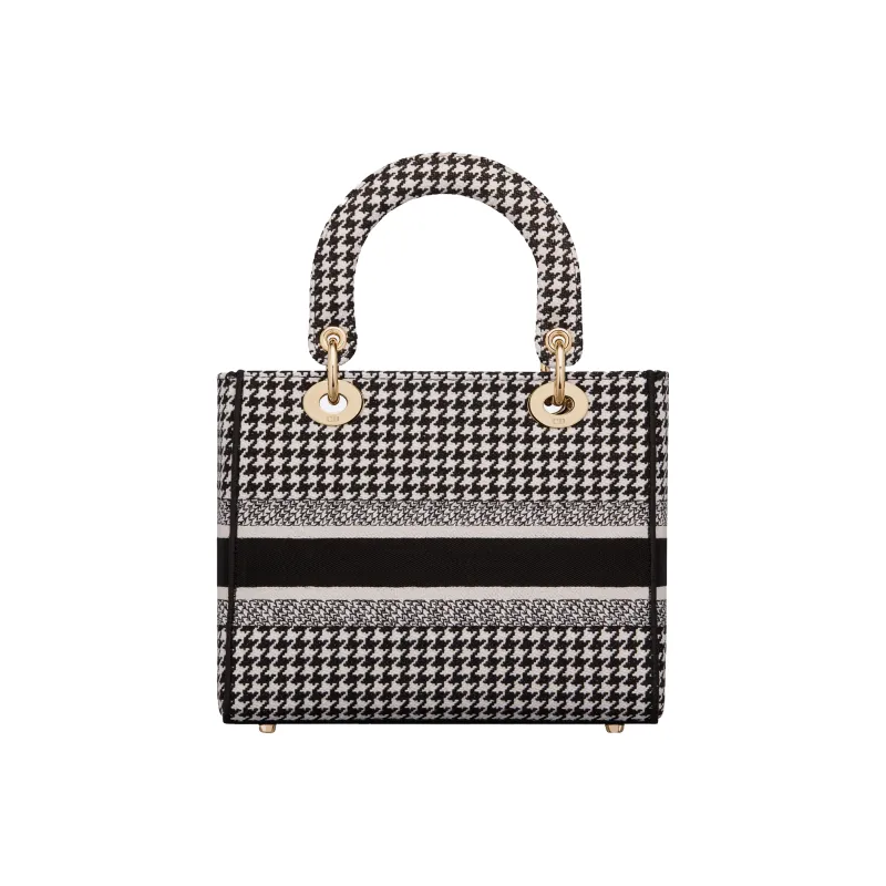 DIOR Lady D Lite Embroidery Lady Dior Bag, Crossbody Bag, Handbag Medium Size Women's Black/White-2