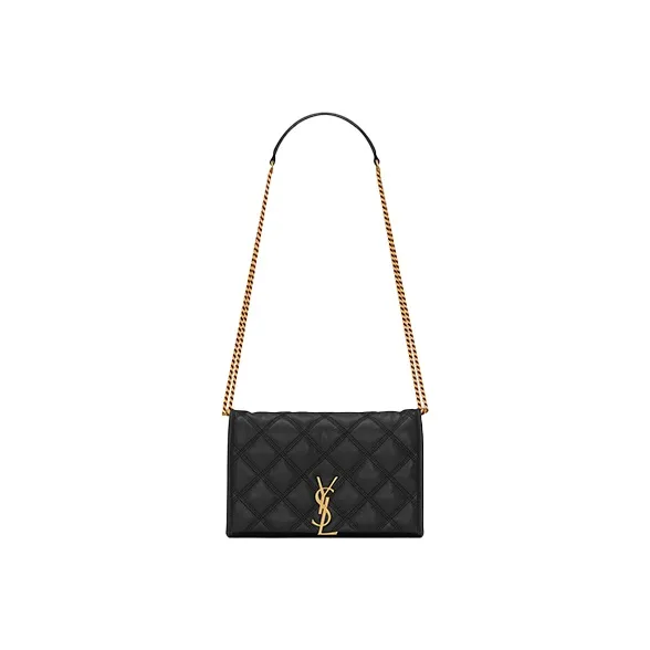 SAINT LAURENT Lambskin Wallet, Crossbody Bag, Shoulder Bag Women's Black-1