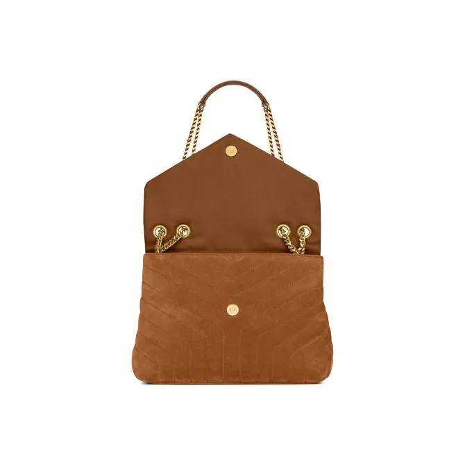 SAINT LAURENT LOULOU Suede Shoulder Bag Crossbody Bag Handbag Medium Size Women's Cinnamon-3