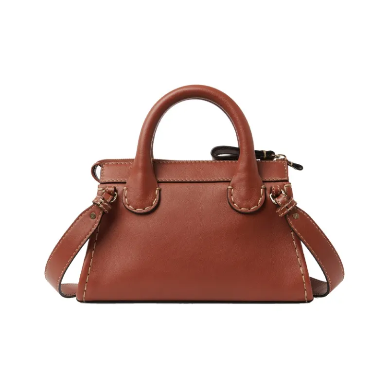 Chloe Buffalo Leather Shoulder Bag, Crossbody Bag, Handbag Mini Women's Brown-2