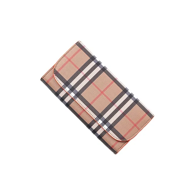 Burberry Cow Leather Card Holder Wallet Women's Khaki/Orange-3
