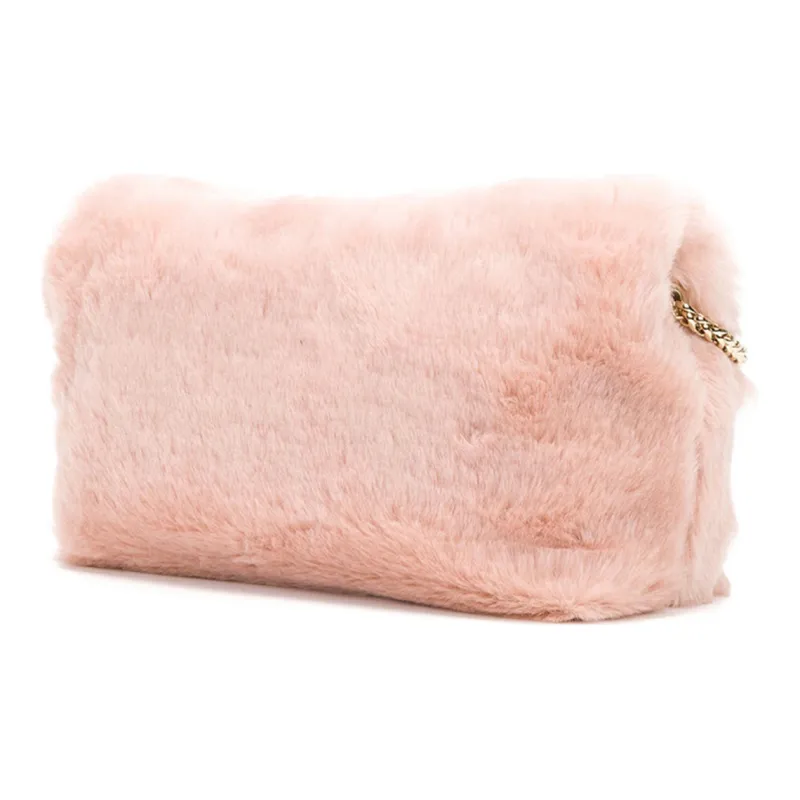 Furla Metropolis Collection Imitation Fur Shoulder Bag Small Size Women's Pink-2