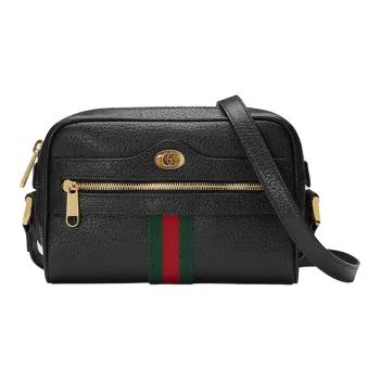 GUCCI Ophidia Leather Shoulder Bag Crossbody Bag Mini Unisex Black