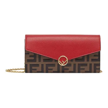 FENDI First Calfskin Shoulder Bag, Crossbody Bag Women's Brown/Red