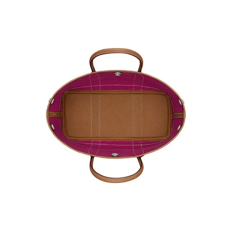 HERMES Garden Party Two-Tone Cow Leather Garden Bag Handbag Unisex Sand/Gold/Woodland Pink-2