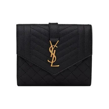 SAINT LAURENT Monogram Leather Wallet Women's Black