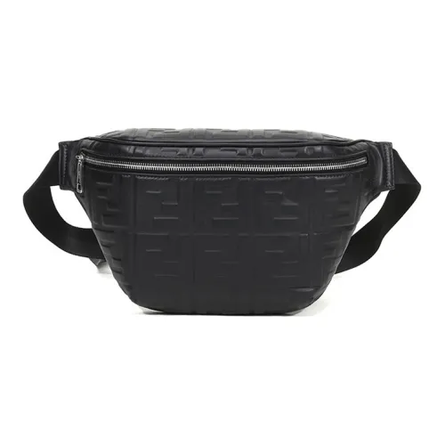 FENDI Nappa Leather Waist Bag Chest Bag Men's Black