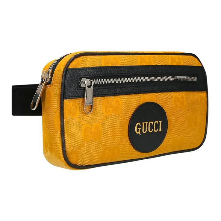 GUCCI Nylon With Cow Leather Waist Bag Chest Bag Unisex Yellow/Black-1