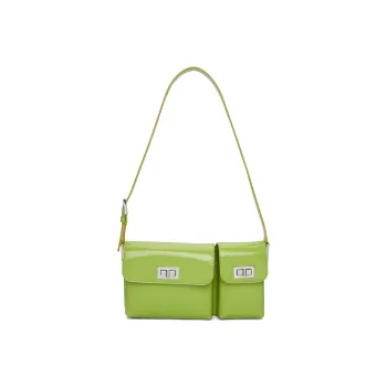 By Far Billy Shiny Cow Leather Shoulder Bag Satchel Bag Baguette Bag Handbag Shoulder Bag Women's Avocado Green