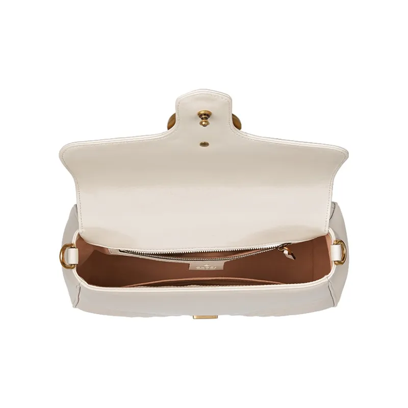 GUCCI Marmont Leather Shoulder Bag Crossbody Bag Handbag Small Size Women's White-6