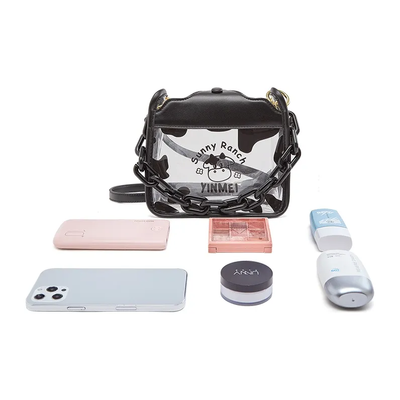 Sound For Life PVC Jelly Bag Crossbody Bag Small Square Bag Women's Ecru Black-3