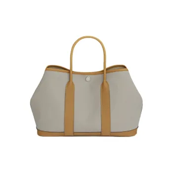 HERMES Garden Party Canvas With Negonda Cow Leather Canvas Bag, Garden Bag, Handbag Women's Multicolor