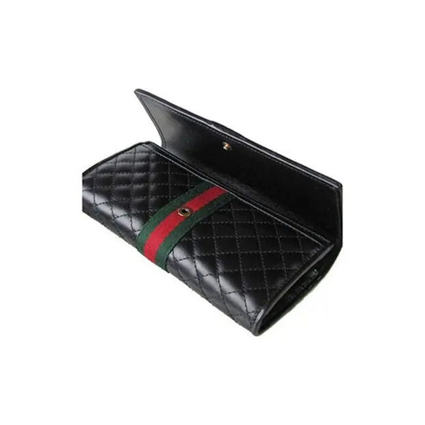 GUCCI Ophidia Leather Wallet Women's Black/Red/Green-4