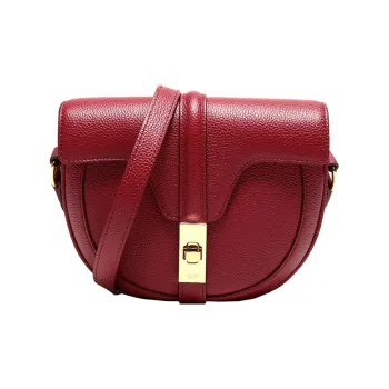 CELINE Besace Calfskin Shoulder Bag Crossbody Bag Small Size Women's Red