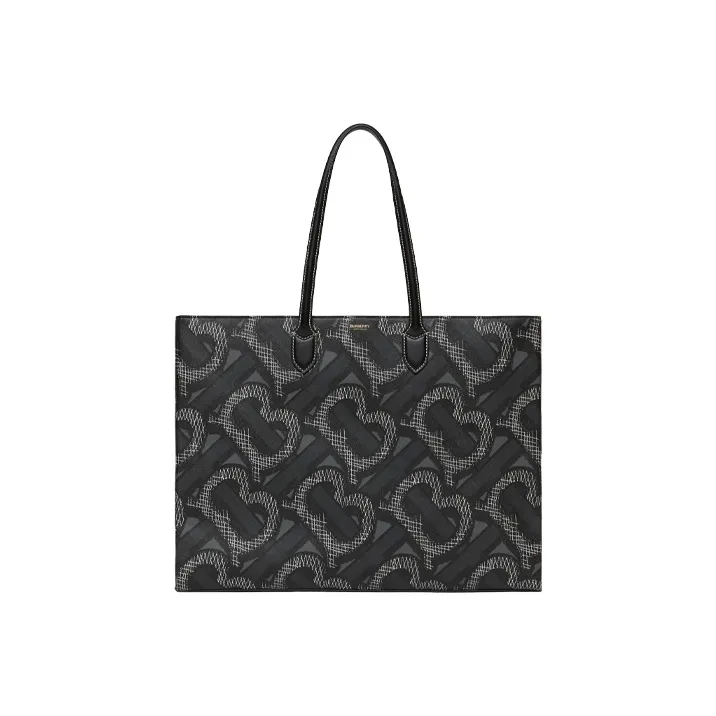 Burberry Cotton Polyurethane Tote Bag Shopping Bag Handbag Unisex Graphite Camouflage-0