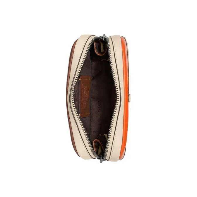 COACH Charter Leather Crossbody Bag Sling Bag Fanny Pack Small Size Men's Ecru & Orange-1