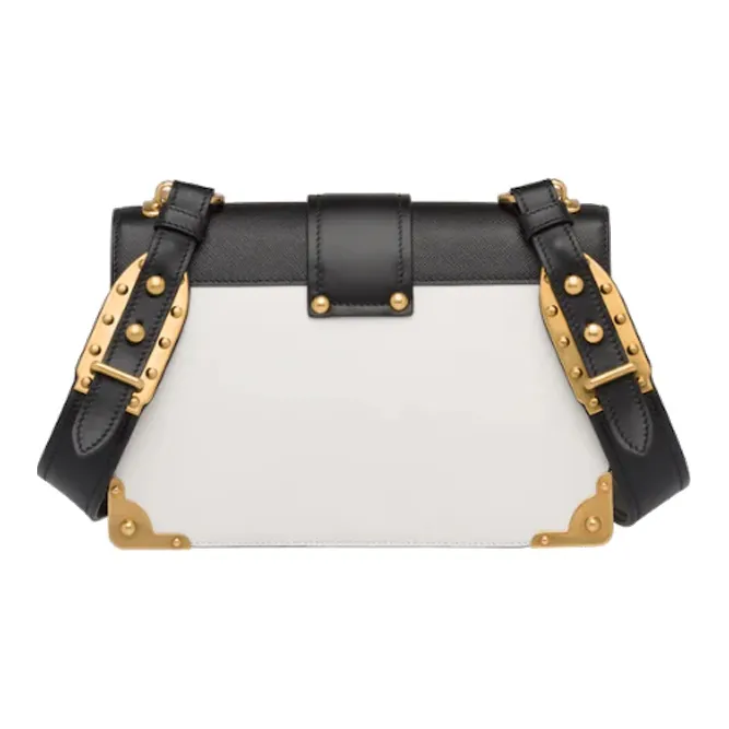 PRADA Cahier Calfskin Small Square Bag Shoulder Bag Crossbody Bag Women's Black/White-2
