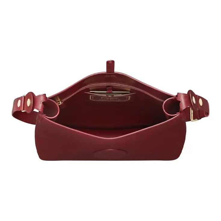 CARTIER Calfskin Hobo Bag Shoulder Bag Crossbody Bag Medium Size Women's Burgundy-1