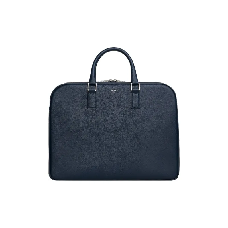 CELINE Cow Leather Briefcases Medium Size Men's Marine Blue-0