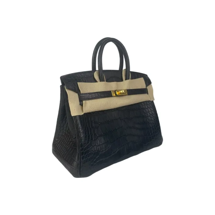 HERMES Birkin Matte Crocodile Leather Birkin Bag Handbags Women's Noir Black-1