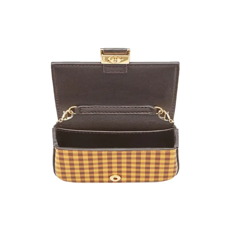 FENDI Baguette Cow Leather Coin Purse Crossbody Bag Shoulder Bag Women's Brown-3