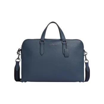 COACH Leather Crossbody Bag Laptop Bag Briefcase Large Size Men's Blue