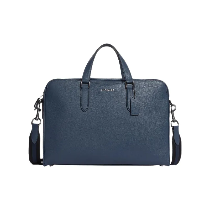COACH Leather Crossbody Bag Laptop Bag Briefcase Large Size Men's Blue-0
