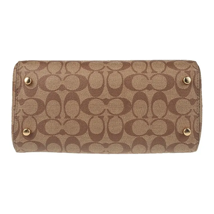 COACH PVC Boston Bag, Handbag, Crossbody Bag, Shoulder Bag Tubas Women's Khaki Monogram-5