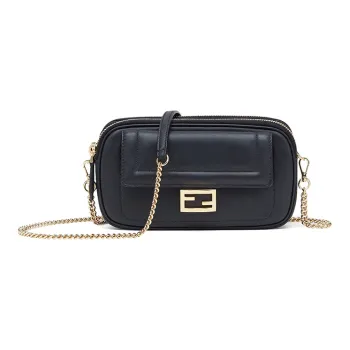 FENDI Leather Crossbody Handbag Shoulder Bag Women's Black