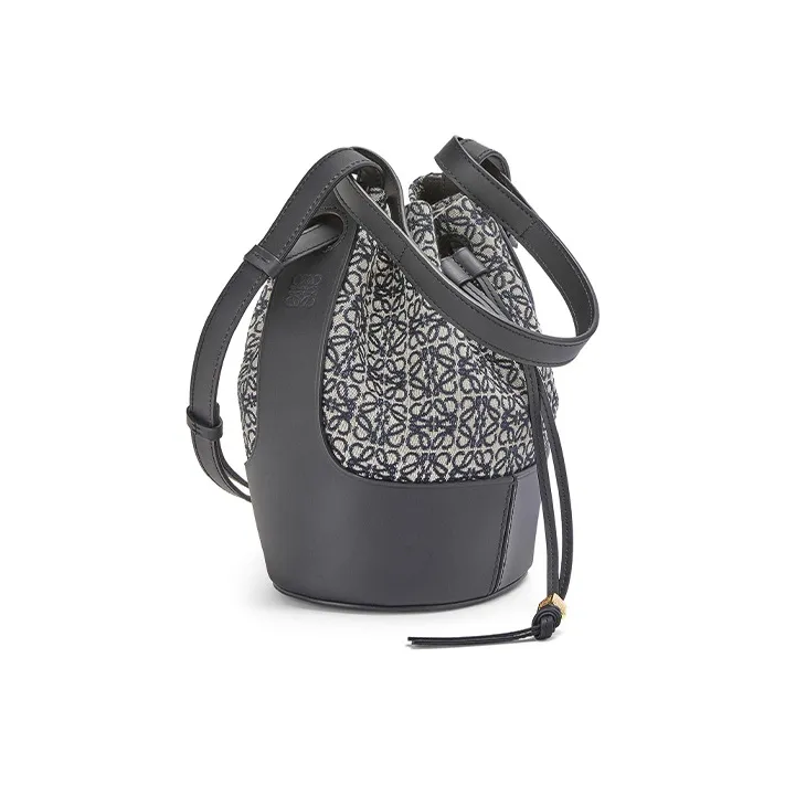 LOEWE Balloon Calfskin With Canvas Bucket Bag, Portable Crossbody Bag, Shoulder Bag Women's Marine Blue & Black-2
