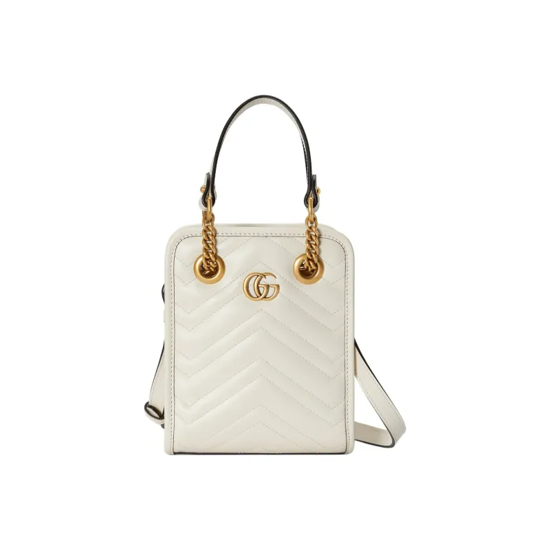 GUCCI Marmont Leather Tote Bag Shopping Bag Handbag Shoulder Bag Crossbody Bag Mini Women's White-0