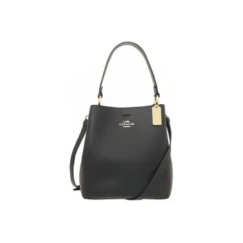 COACH Town Leather Bucket Bag Portable Crossbody Bag Shoulder Bag Small Size Women's Black