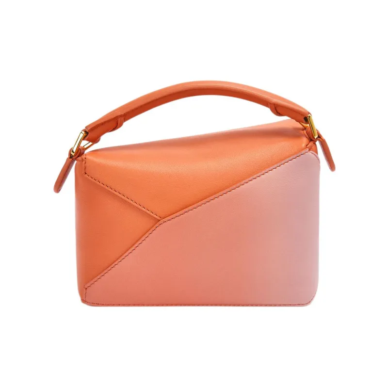 LOEWE Puzzle Nappa Calfskin Shoulder Bag Crossbody Bag Mini Women's Coral Red/Light Pink-4