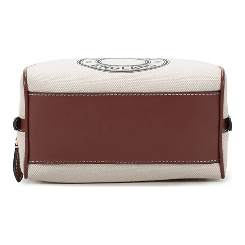 Burberry Fabric Clutch Canvas Bag Makeup Bag Toiletry Bag Small Size Women's White/Tan-4