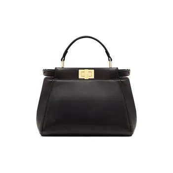 FENDI Peekaboo Nappa Leather Shoulder Bag, Crossbody Bag, Handbag Mini Women's Black