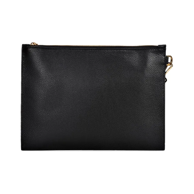VERSACE Leather Coin Purse, Clutch Men's Black-1