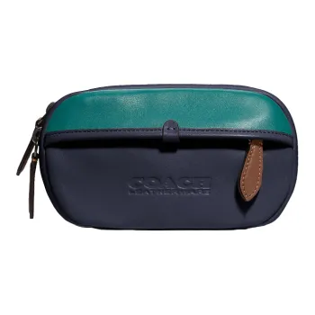 COACH Charter Cow Leather Crossbody Bag, Sling Bag, Fanny Pack Trumpets Men's Dark Blue & Lake Green