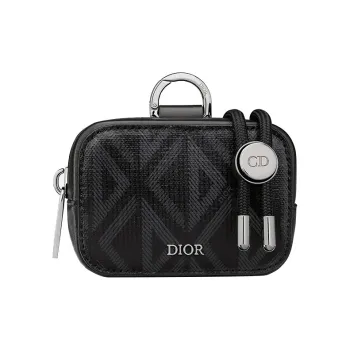 DIOR Canvas Shoulder Bag Crossbody Bag Clutches Men's Black Silver