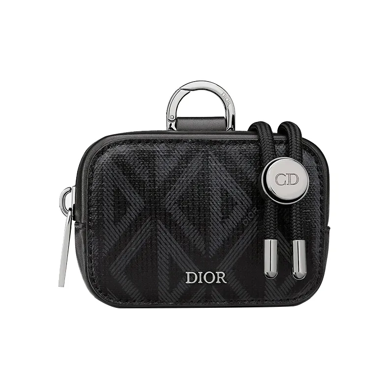 DIOR Canvas Shoulder Bag Crossbody Bag Clutches Men's Black Silver-0