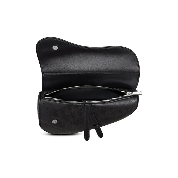 DIOR Saddle Cow Leather Saddle Bag Crossbody Shoulder Bag Men's Black-2