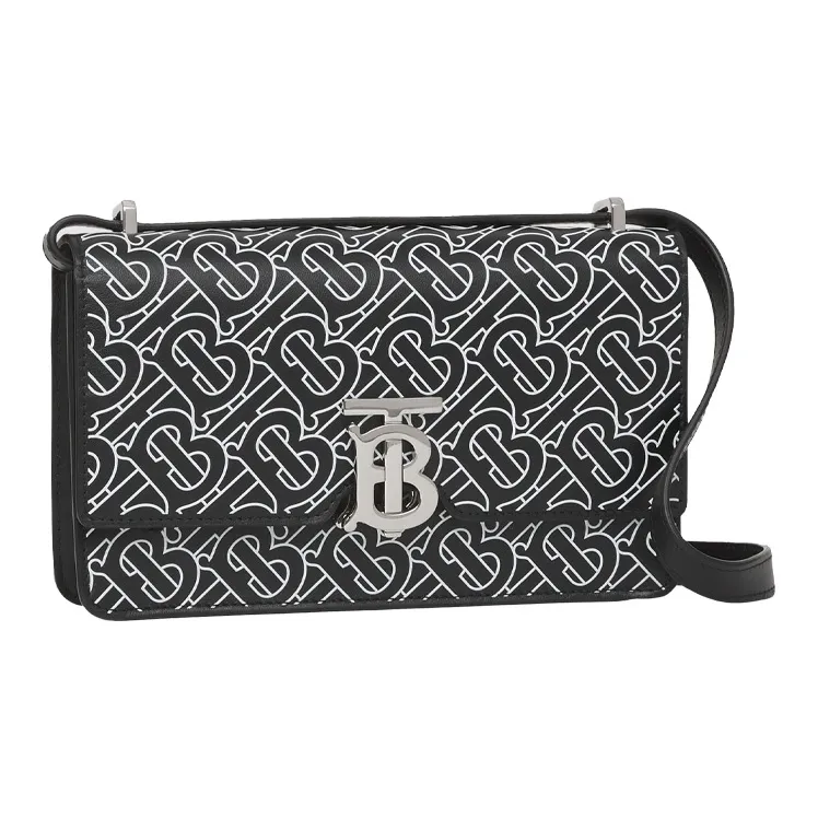 Burberry Robin Cow Leather Shoulder Bag Crossbody Bag Men's Black/White-1