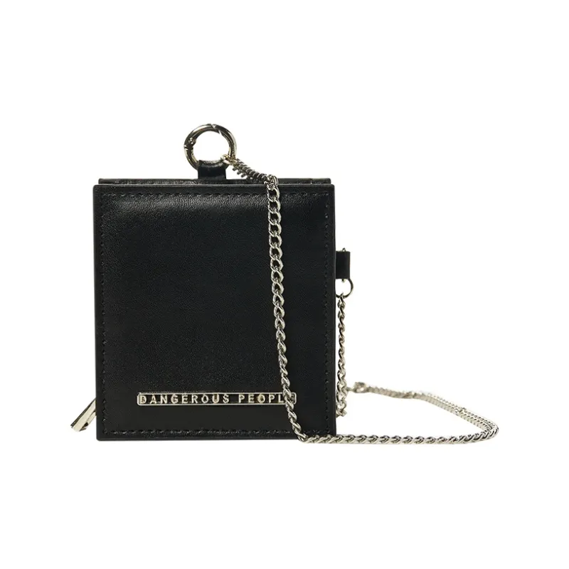 DANGEROUSPEOPLE Leather Small Square Bag Crossbody Bags Mini Unisex Silver/Black-2