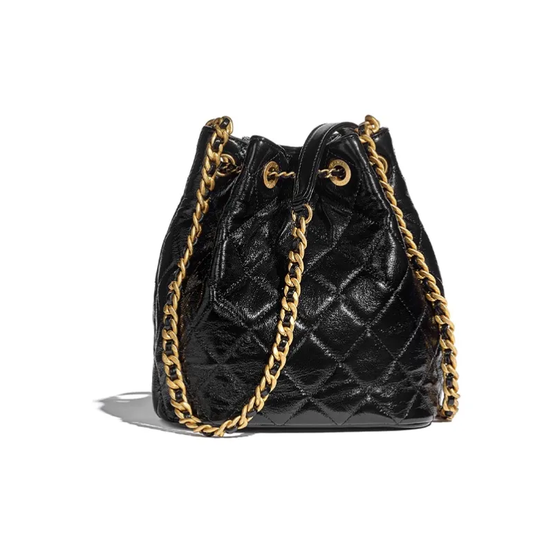 CHANEL Polished Lambskin Bucket Bag Handbag Women's Black-1