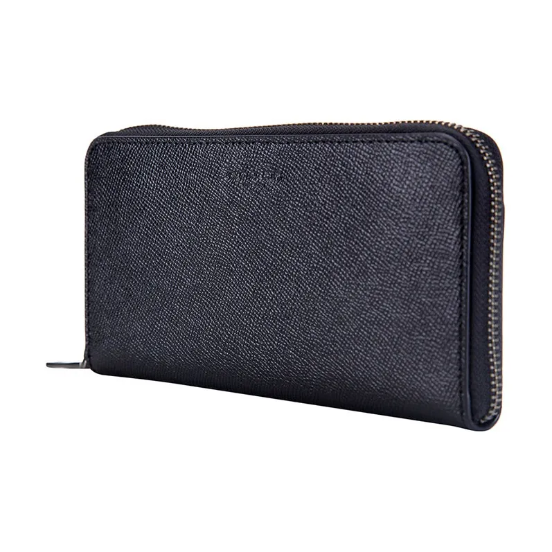 COACH Accordion Wallet Cross Grain Leather Wallet Men's Black-2