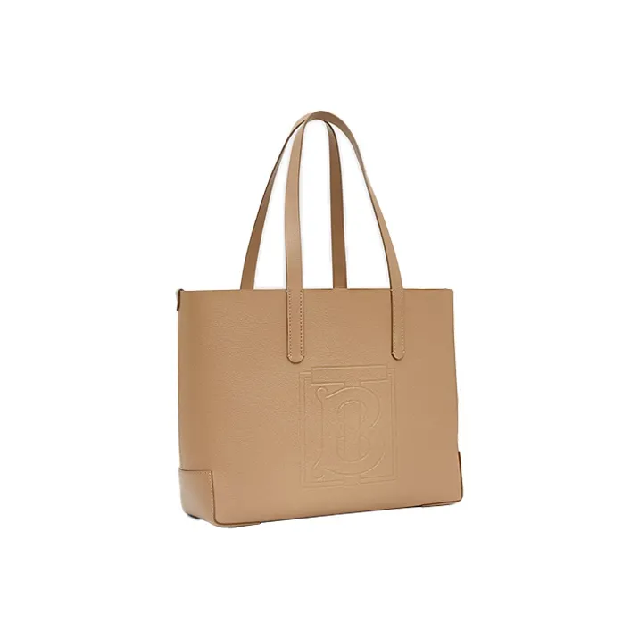 Burberry Leather Tote Bag Shopping Bag Handbag Medium Size Women's Camel-1