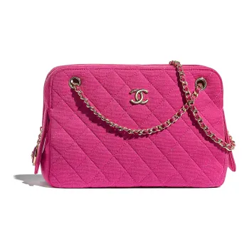 CHANEL Knit Shoulder Bag Women's Fuchsia