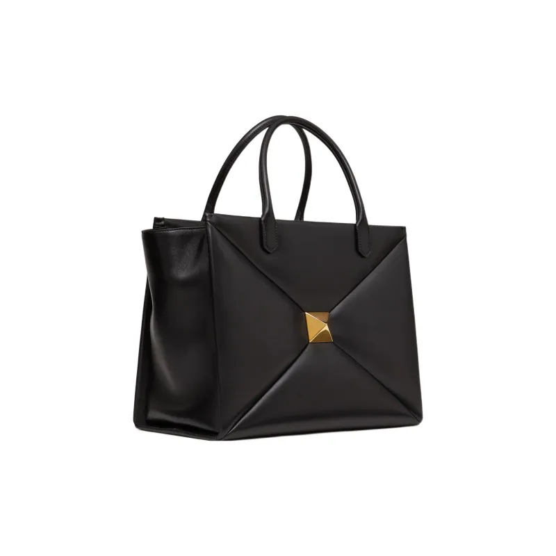 Valentino One Stud Lambskin One Shoulder Handbag Tubas Women's Black-1