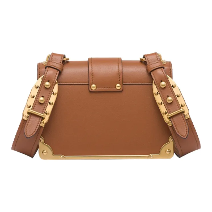 PRADA Cahier Leather Portable Crossbody Bag Shoulder Bag Women's Brown-2